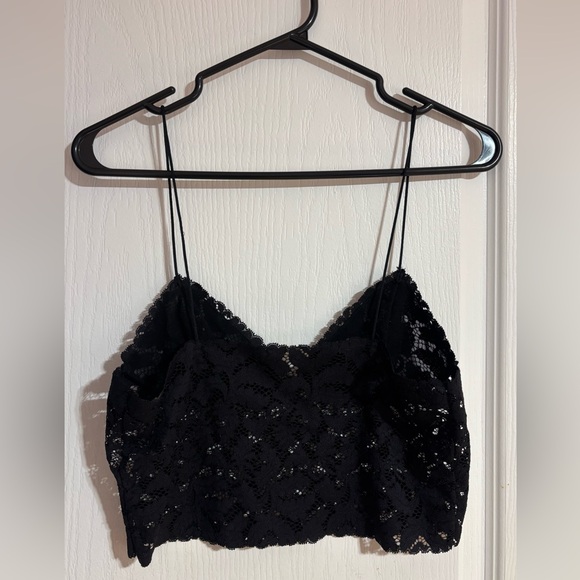 Free People Intimately Lace Black V-Neck Sexy Crop Tank Bralette Top Size Small - Picture 9 of 11